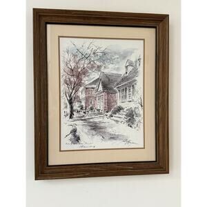 James Haymson Williamsburg Watercolor Print Govenor’s Palace Wood Frame Colonial